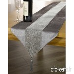 Argenté/gris Strass Sparkle Bling chemin de table en velours avec pompon 33 x 182 9 cm - B0756H8ND2